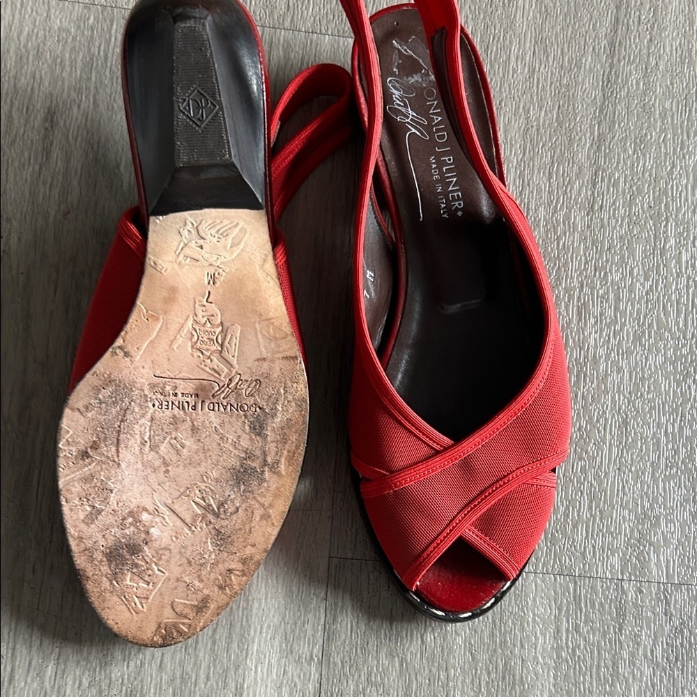 Donald J. Pliner Vibrant Red Peep-Toe Heels - Picture 6 of 9